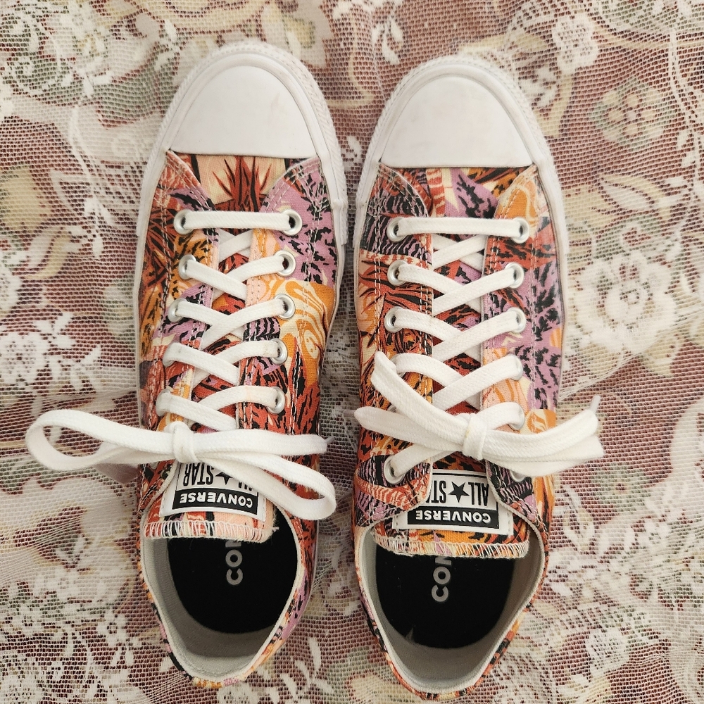 Converse Womens Tropical Print Sneakers Orange Pink Size 9.5/41 Eur - Picture 3 of 10